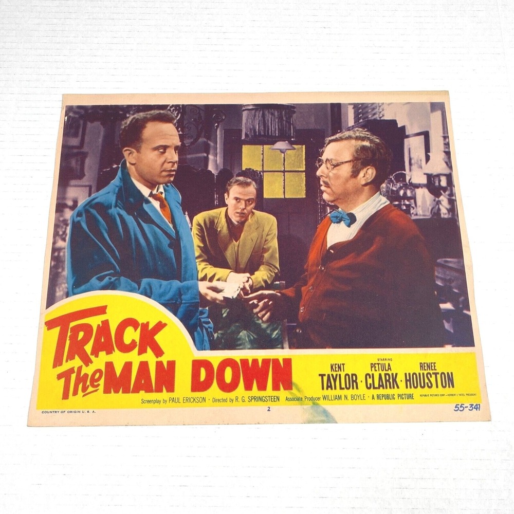 Track the Man Down 1955 Lobby Card Movie Poster Kent Taylor Petula Clark British